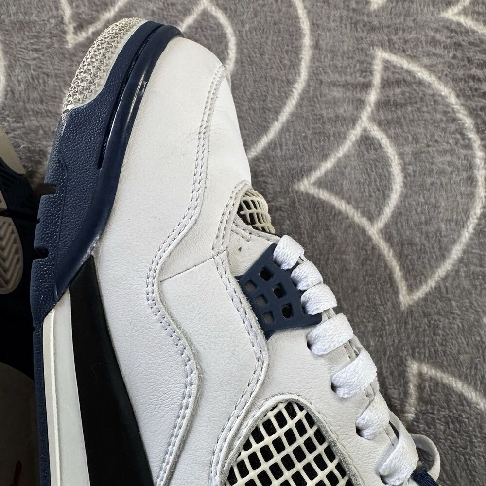 Jordan Air Jordan 4 Retro White Navy Black Men's Sneaker Size 10 - Picture 14 of 16